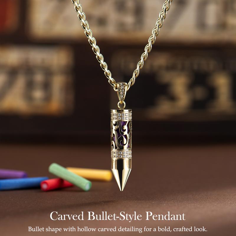 Fashion 14K Real Gold-Plated Bullet Aroma Necklace