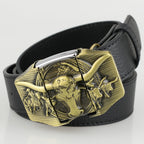 🔥New Arrival🔥 Fashion Bold Cowboy Genuine Leather Belt With Lighter
