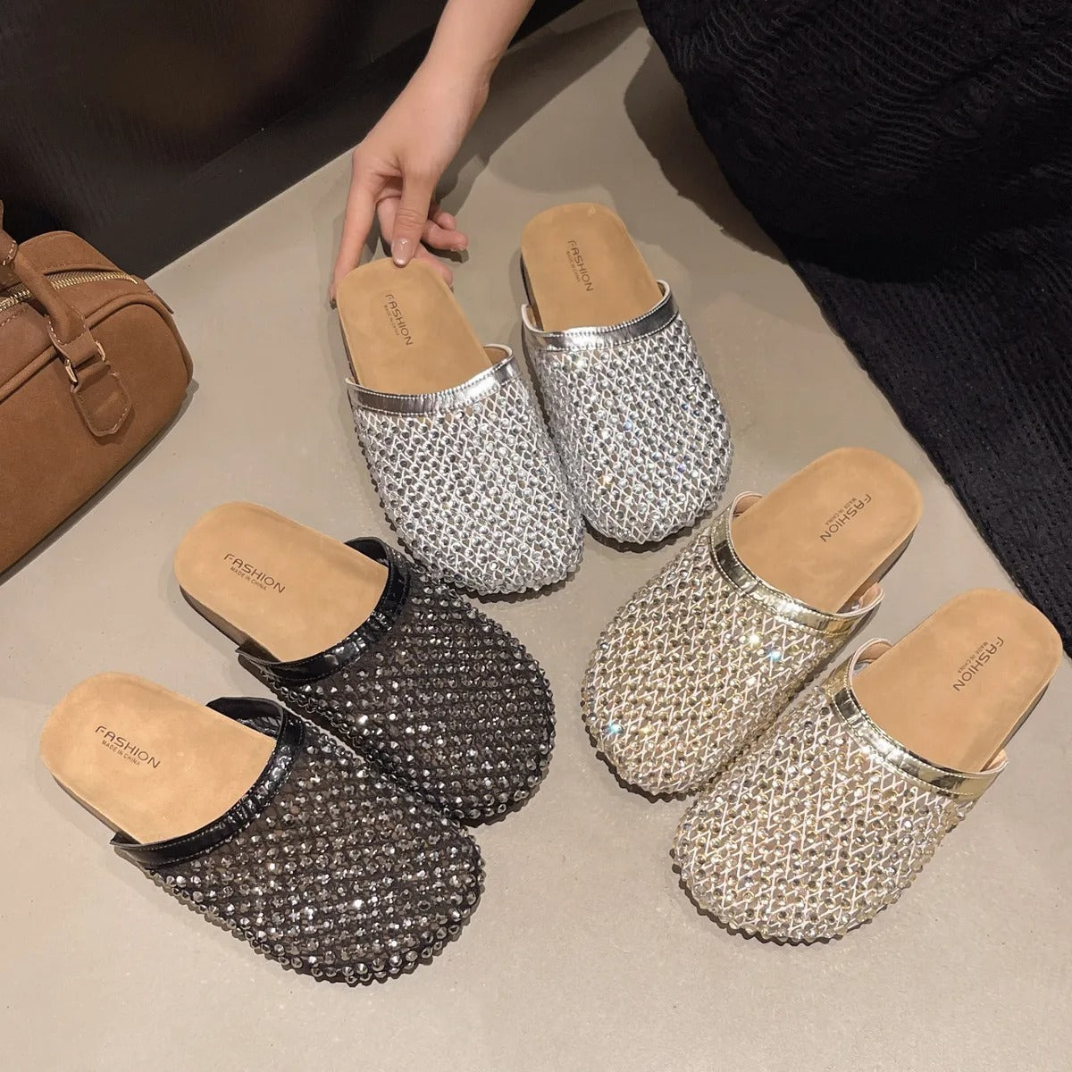 🔥Last Day 72% Off🔥Women's Rhinestone Slip-on Mules